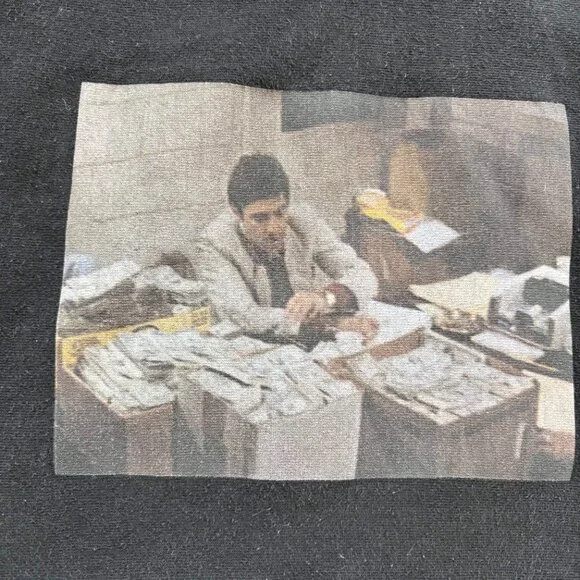 SCARFACE X SHOE PALACE BLACK PULLOVER HOODIE XL XLARGE MONEY COUNTING SCENE - Picture 2 of 13